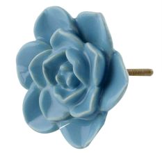 Turquoise Flower Ceramic Cabinet Knobs